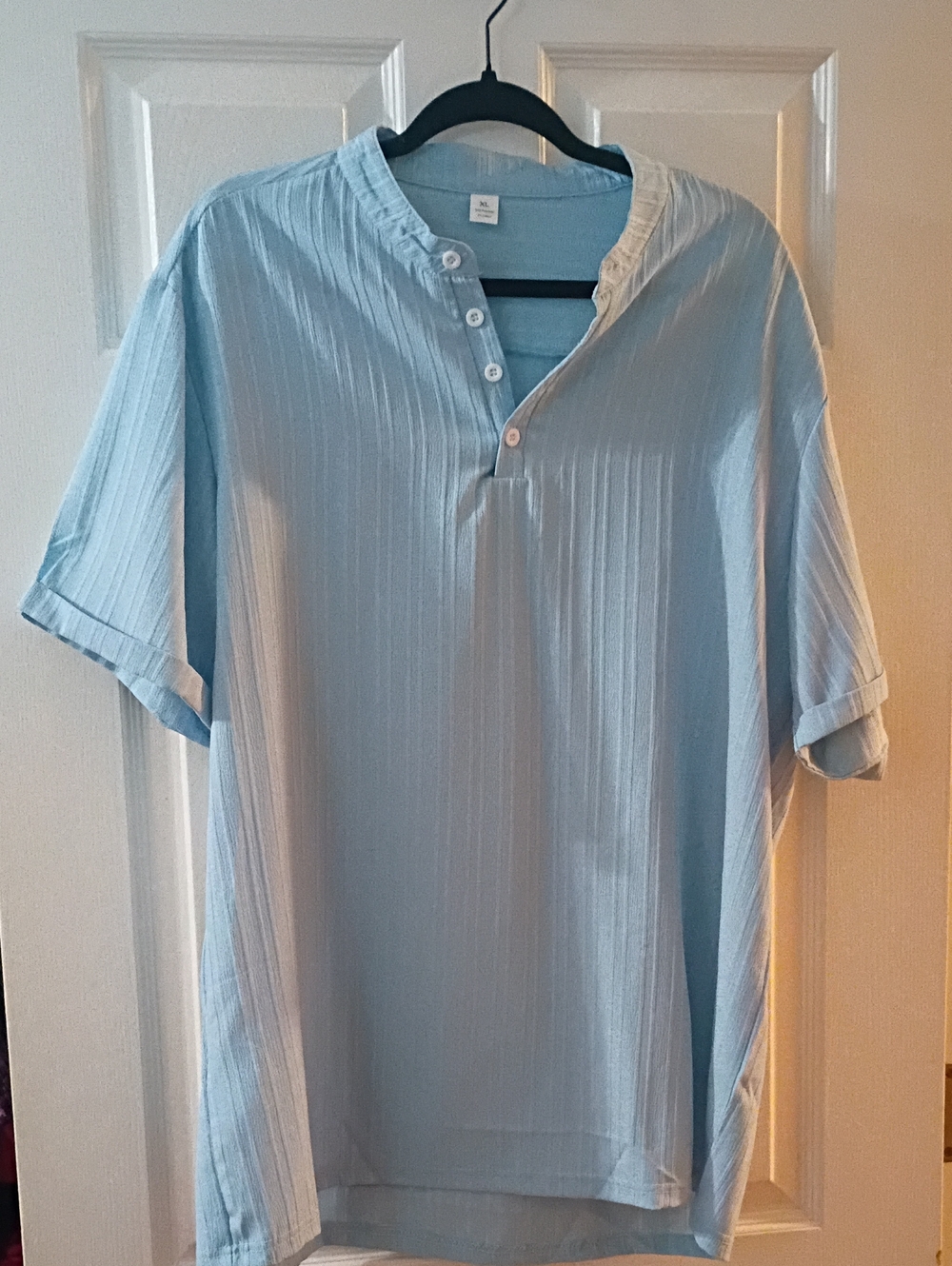 SHEIN Light Blue Short-Sleeve Henley Shirt